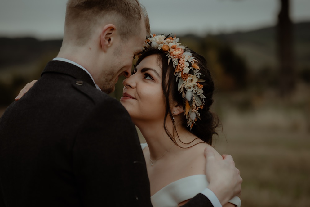Bride Flower Crown Rossie on the Earn Wedding Mint and Jasmine