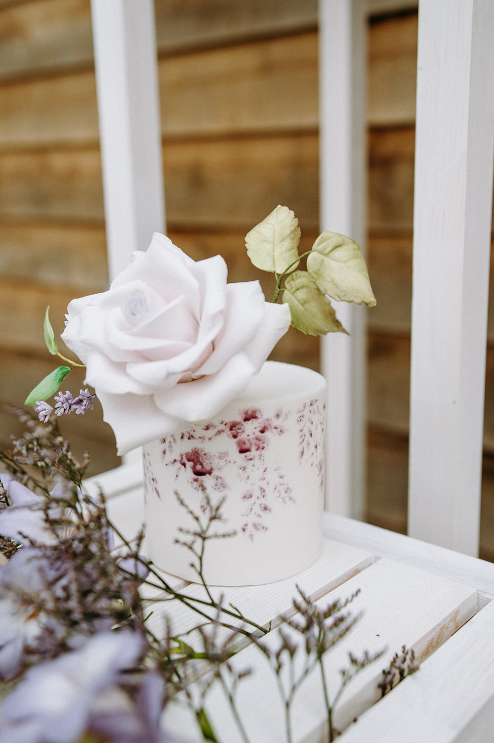 Single Tier Cake Rose Surrey Glasshouse Wedding Chloe Martin Photography