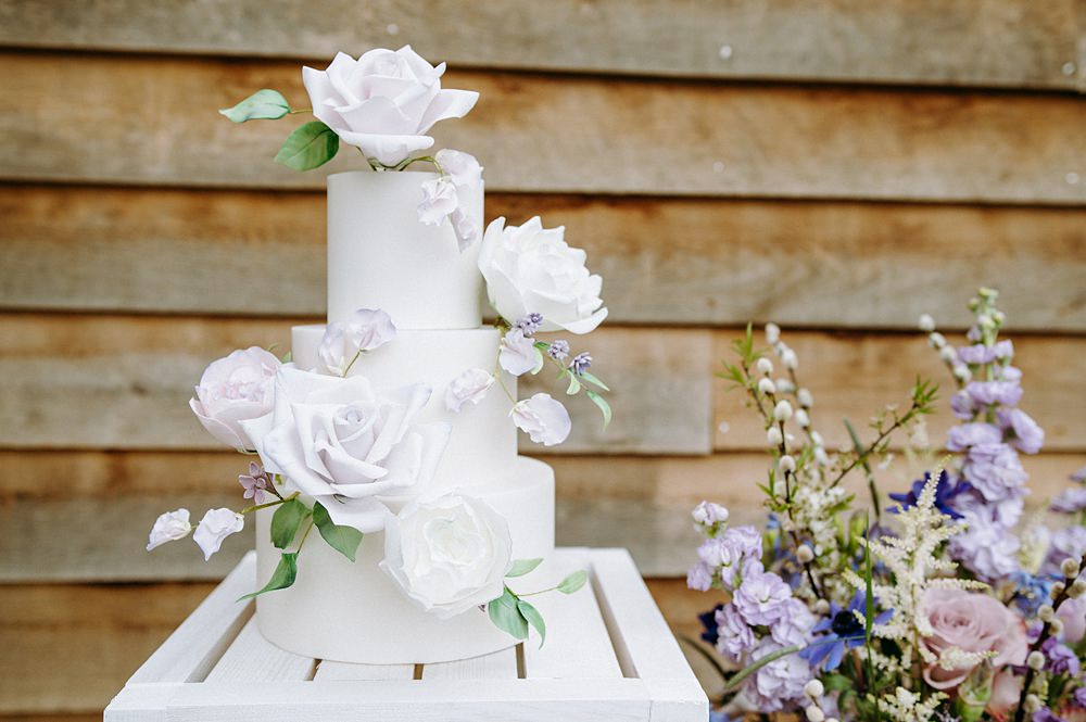 3 Tier White Cake Flowers Surrey Glasshouse Wedding Chloe Martin Photography