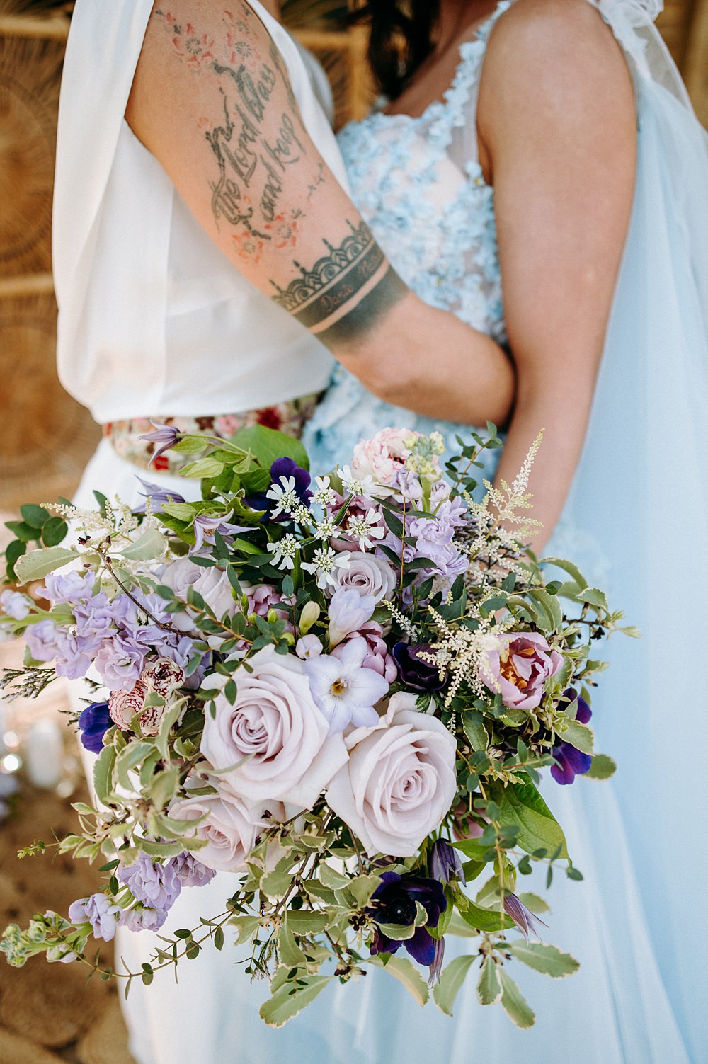 Bouquet Flowers Bridal Greenery Lilac Blue Surrey Glasshouse Wedding Chloe Martin Photography