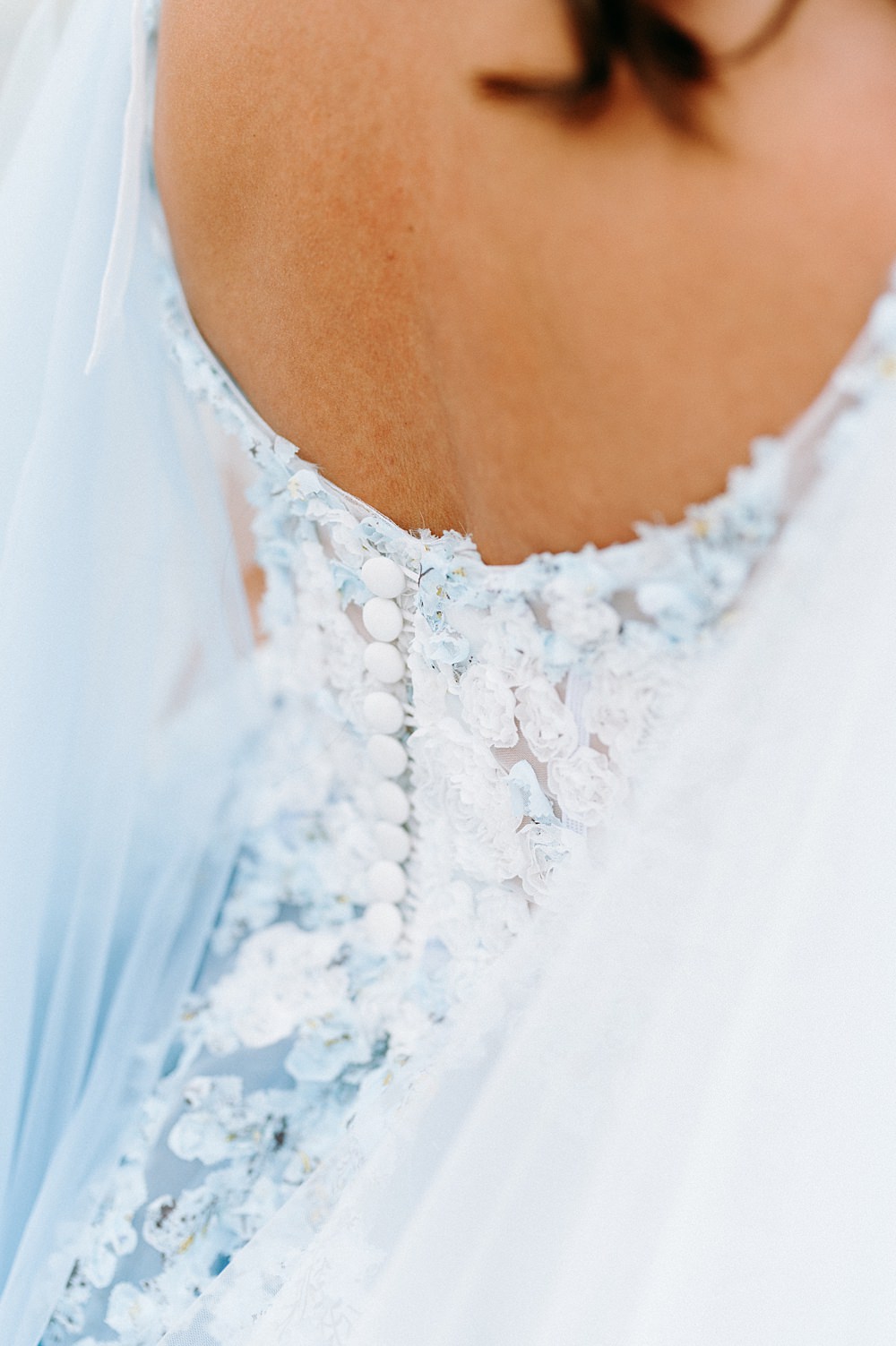 Blue White Dress Gown Bride Surrey Glasshouse Wedding Chloe Martin Photography