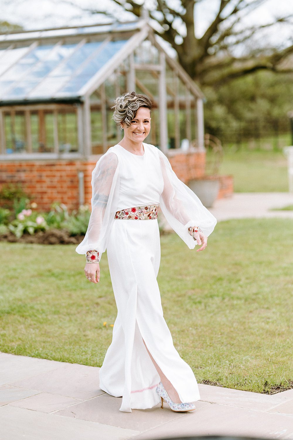 Bride Suit Jumpsuit Top Trousers Surrey Glasshouse Wedding Chloe Martin Photography