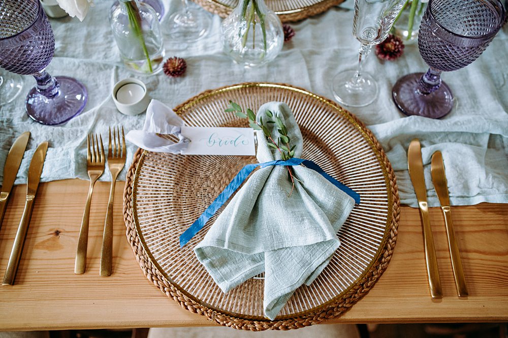 Place Setting Napkin Name Card Surrey Glasshouse Wedding Chloe Martin Photography