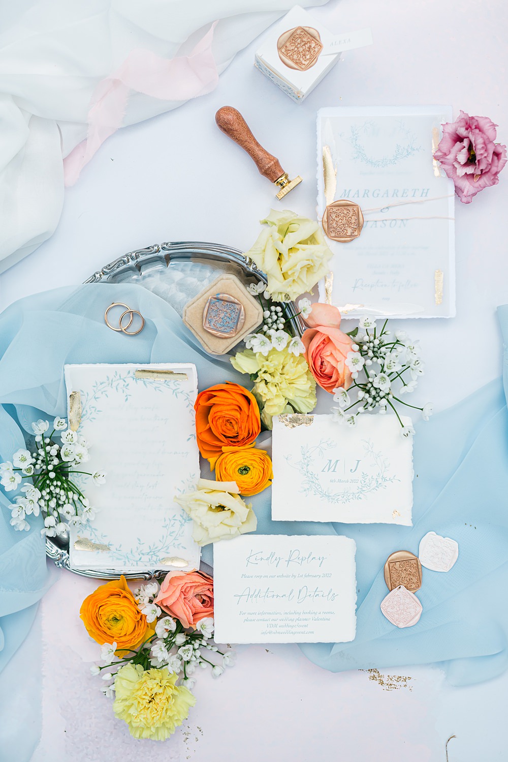 Stationery Invites Blue White Villa Orsi di Azzate Wedding Rossella Putino