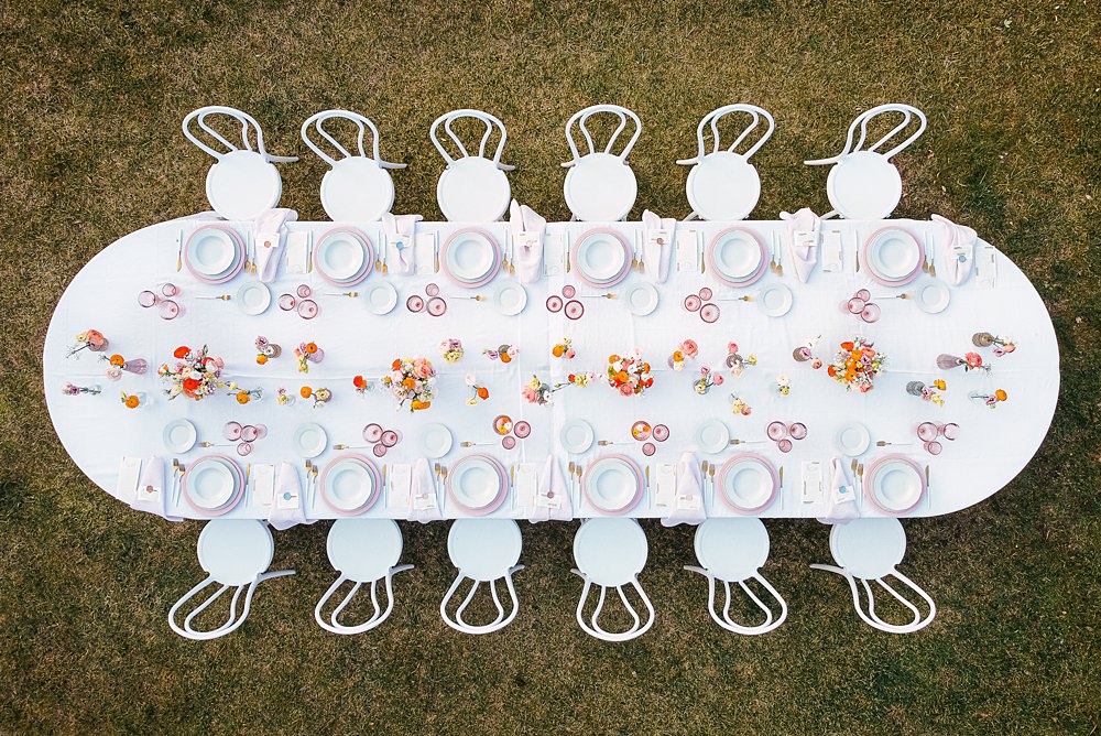 Long Table White Cloth Spring Flowers Pink Yellow Villa Orsi di Azzate Wedding Rossella Putino