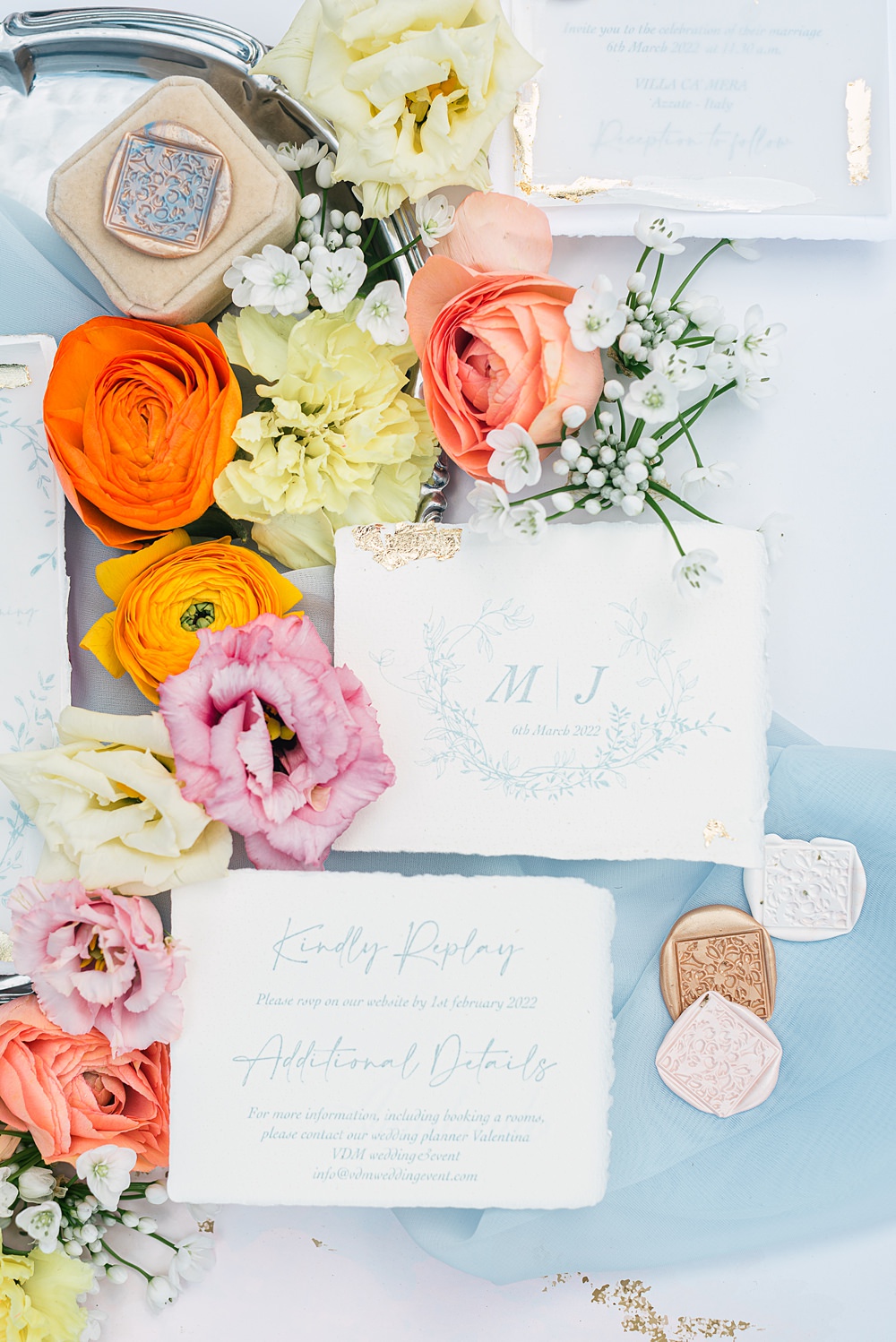 Stationery Invites Blue White Villa Orsi di Azzate Wedding Rossella Putino
