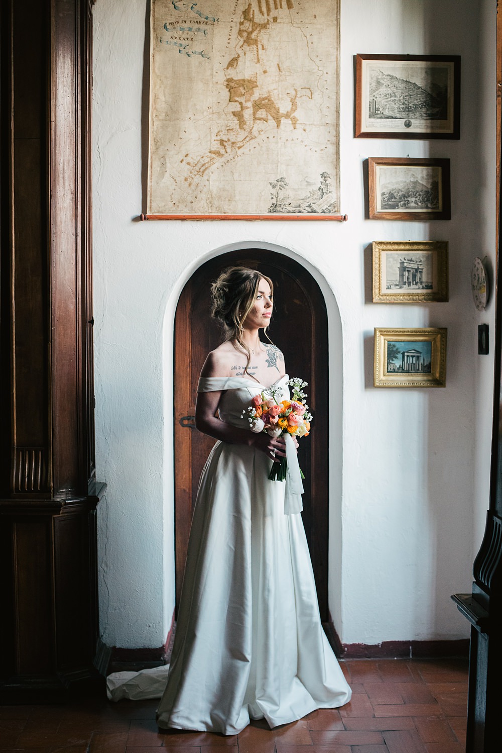 Dress Gown Bride Off Shoulder Villa Orsi di Azzate Wedding Rossella Putino