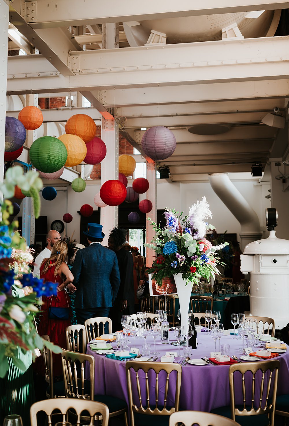 Rainbow Lanterns Decor West Reservoir Centre Wedding Lauren Marchant Photography