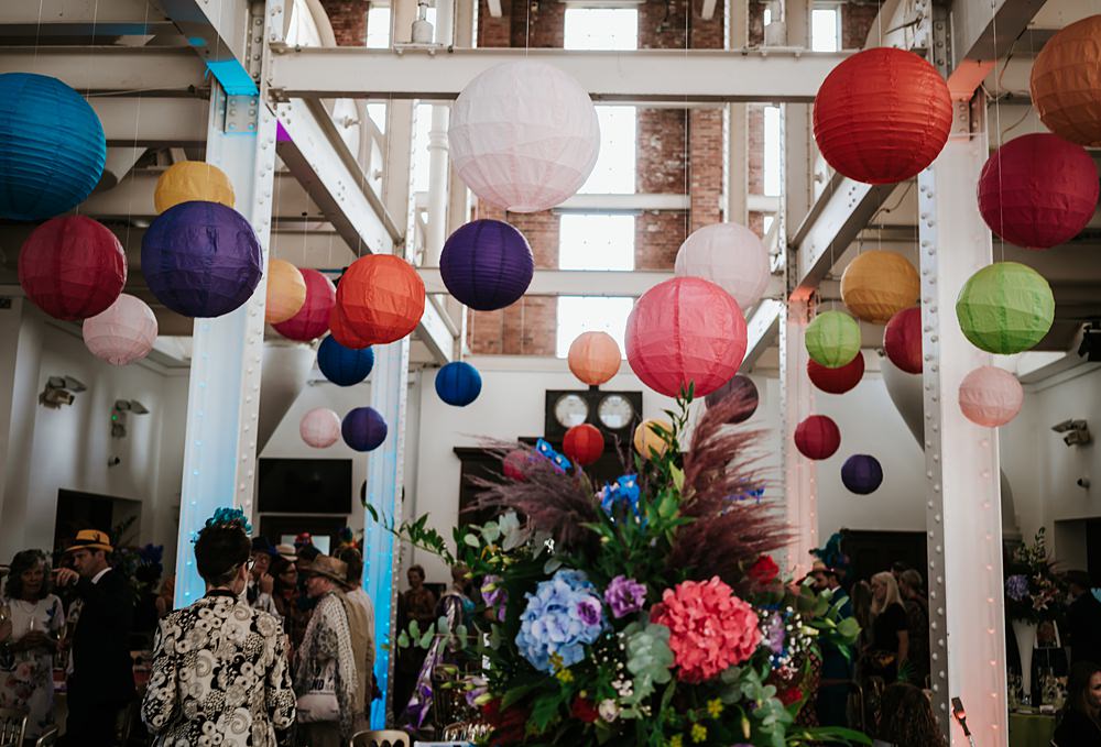 Rainbow Lanterns Decor West Reservoir Centre Wedding Lauren Marchant Photography