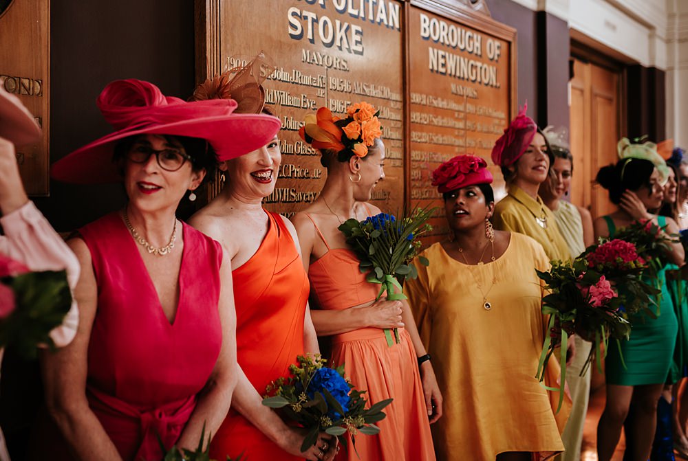 Rainbow Bridesmaids Party Outfits West Reservoir Centre Wedding Lauren Marchant Photography
