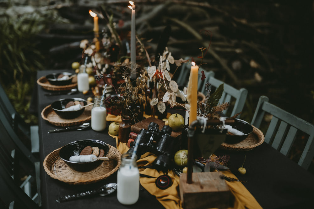 Autumn Wedding Decor Ideas Black Yellow Table Amelia Jane Photography