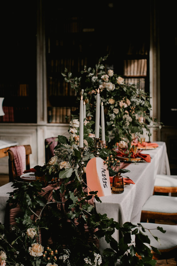 Autumn Wedding Table Decoration Greenery Jemma King Photography