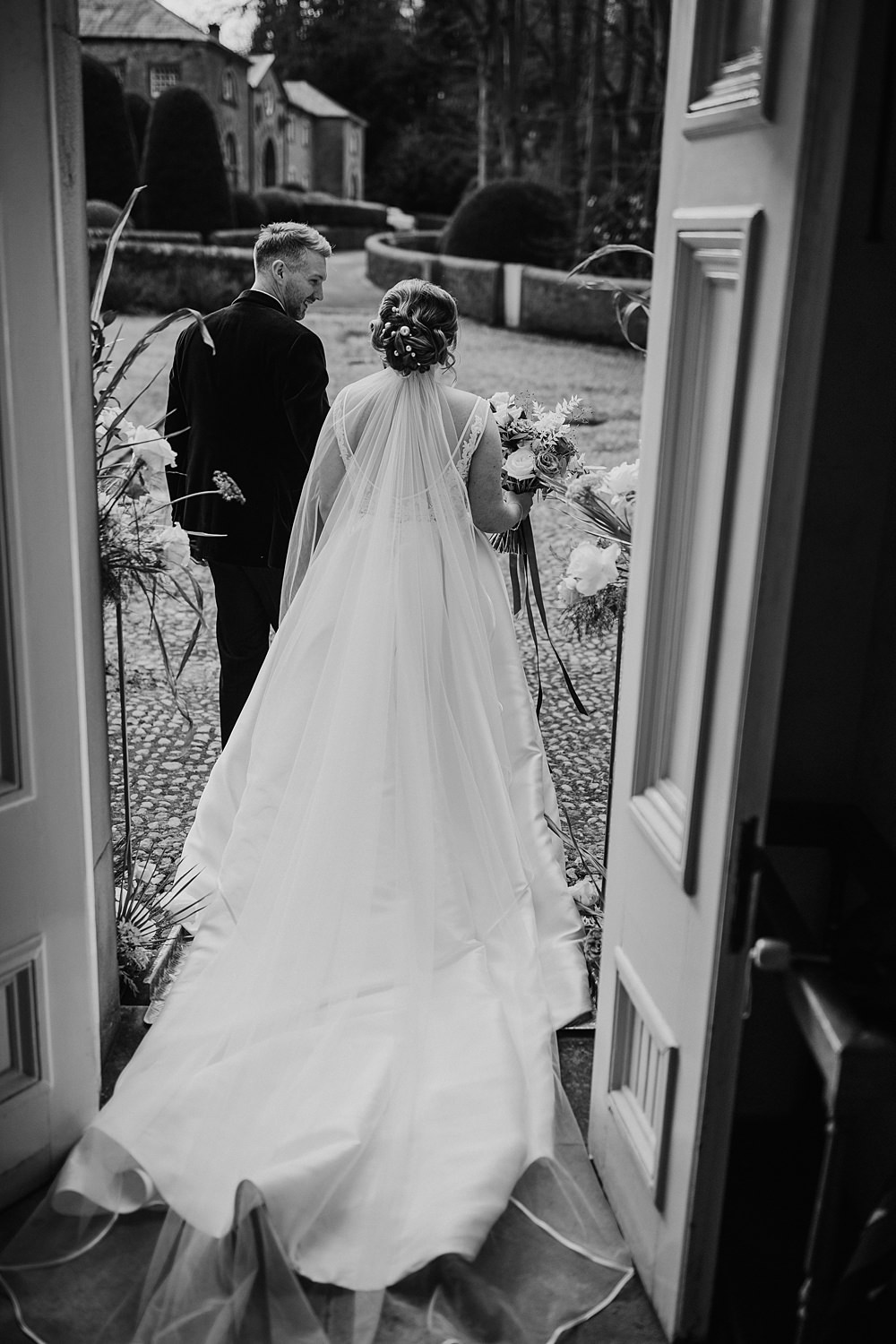 Dress Gown Train Bride Broughton Sanctuary Wedding Photography34