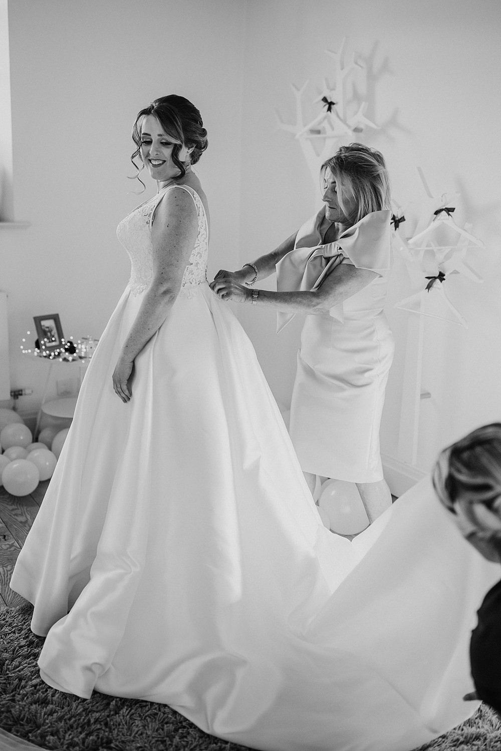 Dress Gown Bride Straps Satin Lo’Adoro Rachel Allen Broughton Sanctuary Wedding Photography34