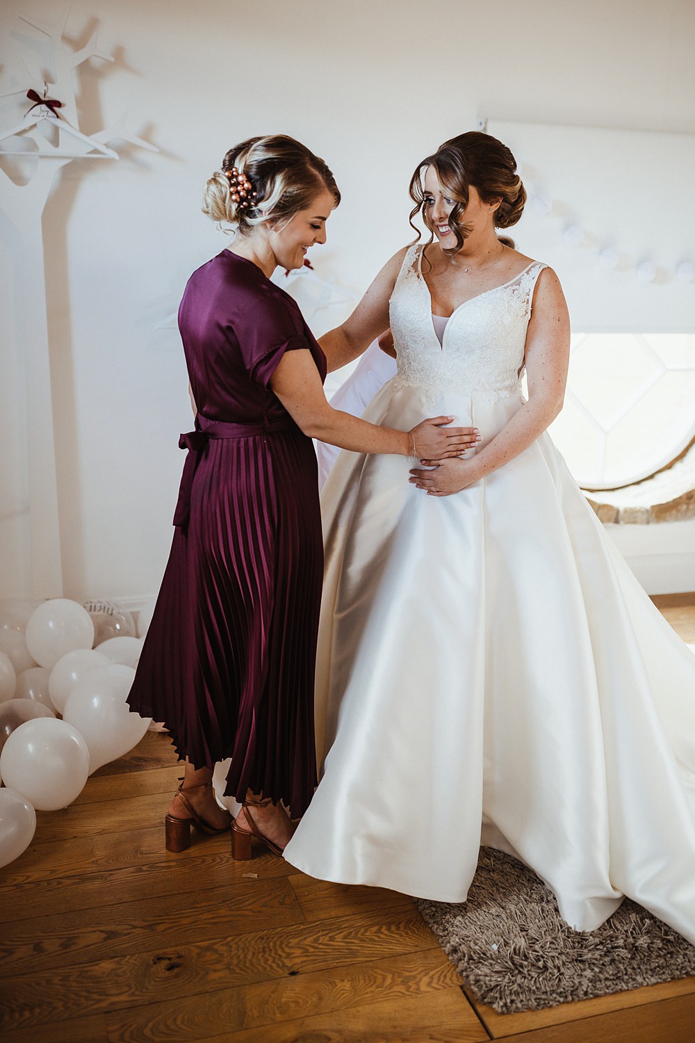 Dress Gown Bride Straps Satin Lo’Adoro Rachel Allen Pregnant Maternity Broughton Sanctuary Wedding Photography34