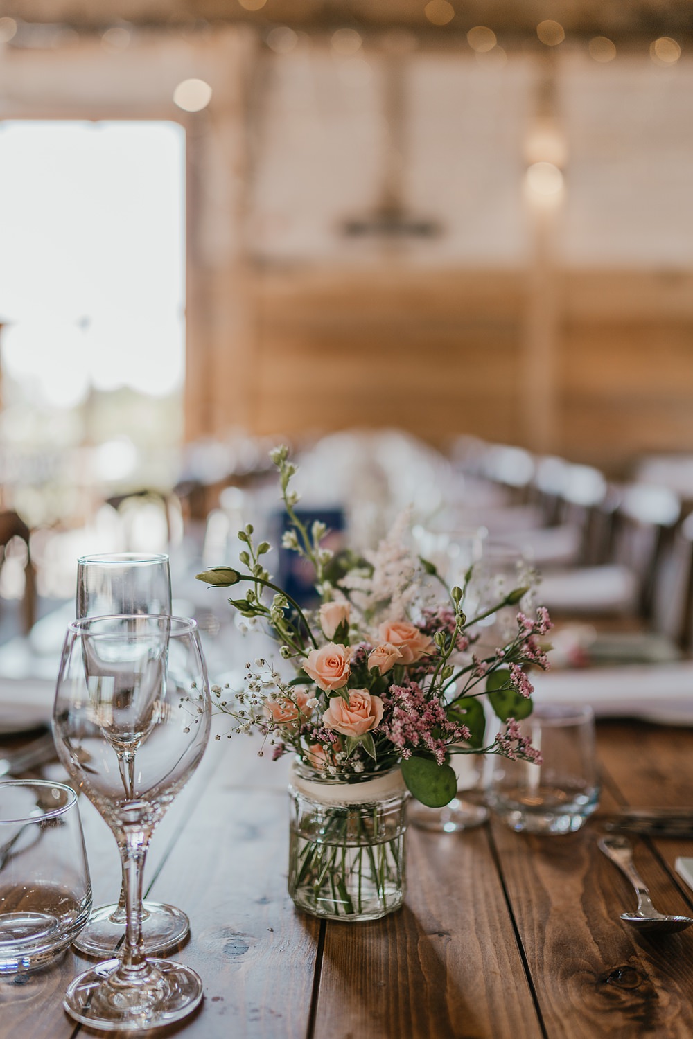 Vase Flowers Centrepiece Cherry Barn Wedding Shelby Ellis Photography