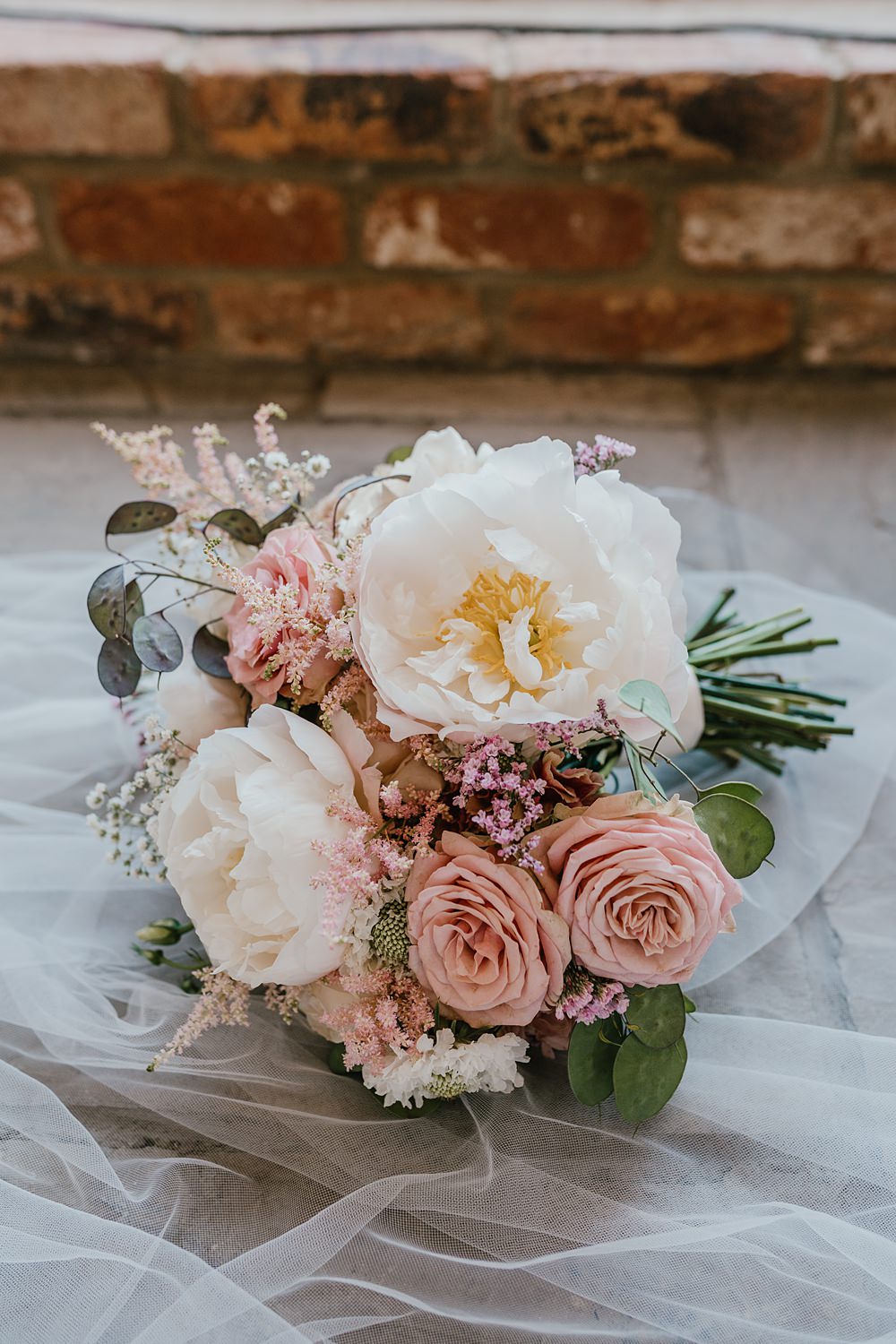 Peony Rose Pink Ivory Bouquet Bride Cherry Barn Wedding Shelby Ellis Photography