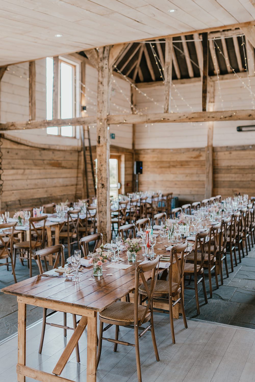 Reception Rustic Furniture Fairy Lights Cherry Barn Wedding Shelby Ellis Photography
