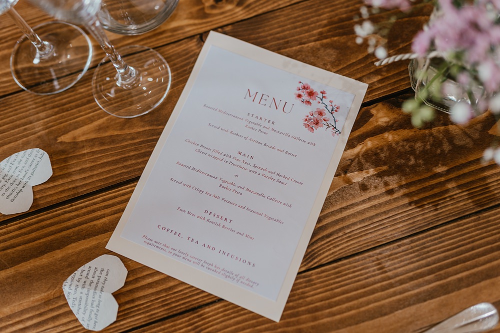 Menu Floral Cherry Barn Wedding Shelby Ellis Photography