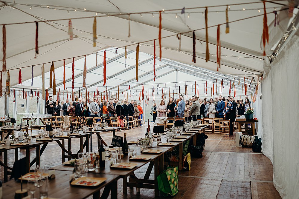 Marquee Rag Bunting Harvest Moon Weddings Lauren Stirling Photography
