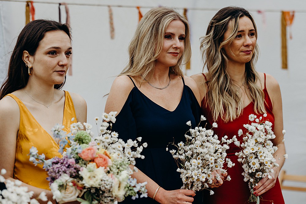 Mismatched Bridesmaids Bouquet Flowers Harvest Moon Weddings Lauren Stirling Photography