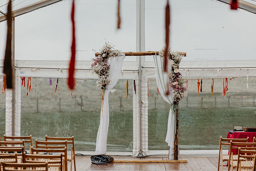 Ceremony Flower Arch Harvest Moon Weddings Lauren Stirling Photography