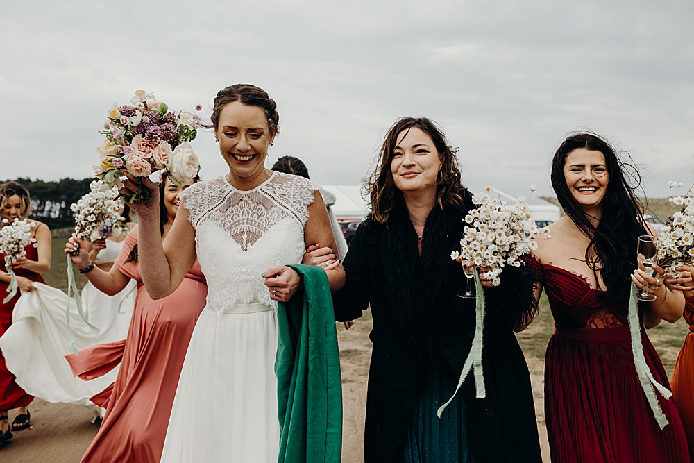 Mismatched Bridesmaids Bouquet Flowers Harvest Moon Weddings Lauren Stirling Photography