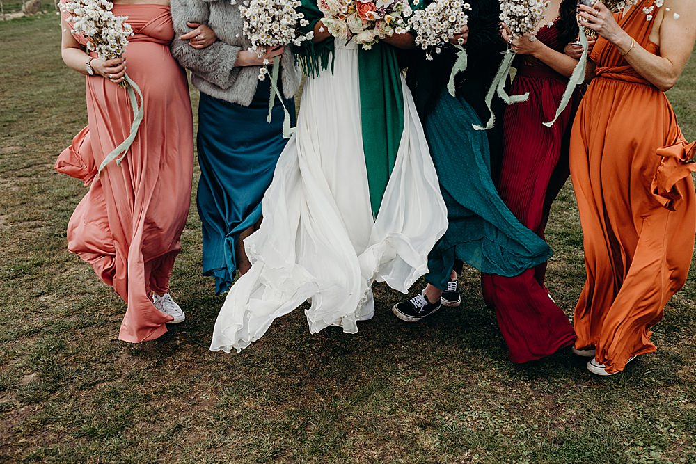 Mismatched Bridesmaids Bouquet Flowers Harvest Moon Weddings Lauren Stirling Photography