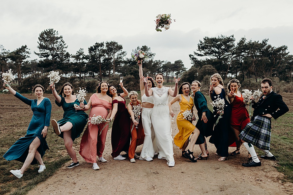 Mismatched Bridesmaids Bouquet Flowers Harvest Moon Weddings Lauren Stirling Photography