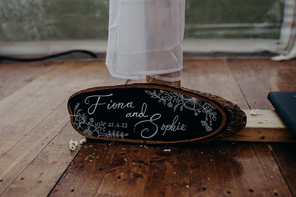 Log Chalkboard Sign Harvest Moon Weddings Lauren Stirling Photography