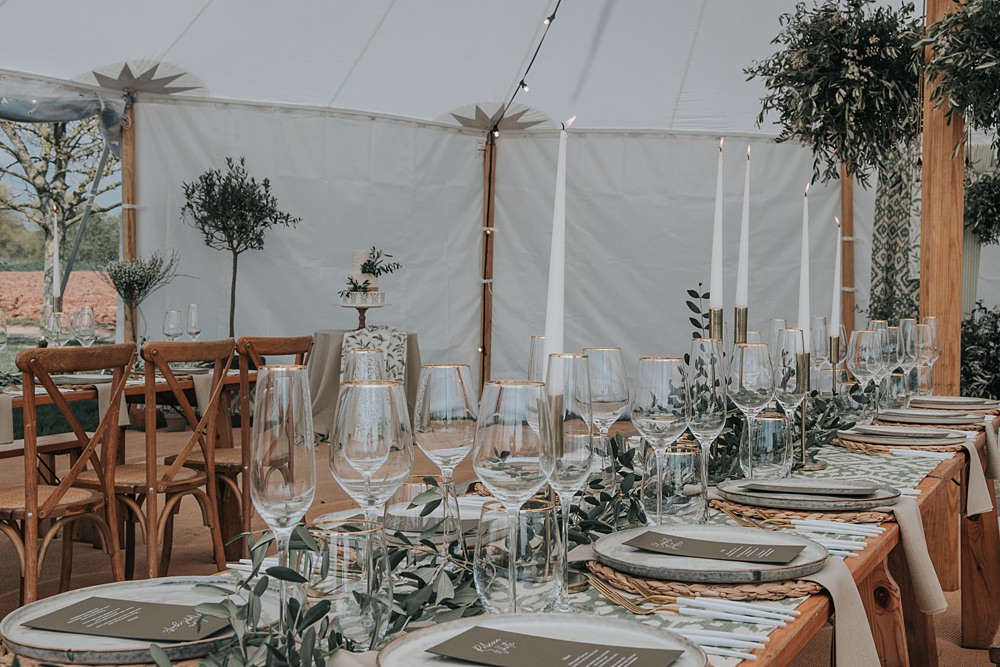 Wooden Table Green Greenery Decor Runner Flowers Candles Marquee Mismatched Pattern Wedding Ideas Melanie Barnfield Photography
