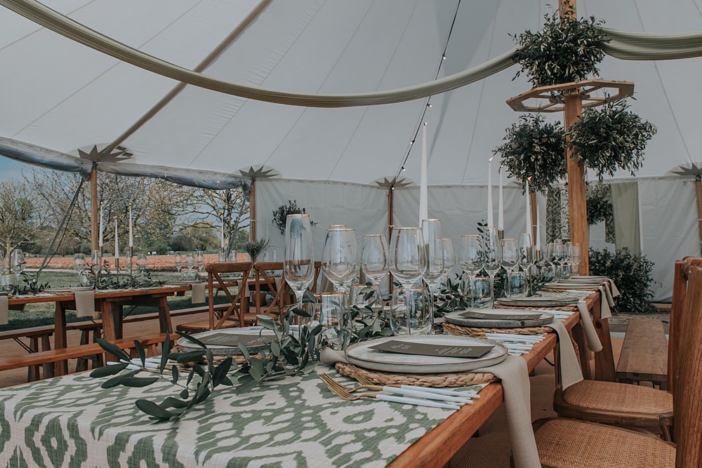 Wooden Table Green Greenery Decor Runner Flowers Candles Marquee Mismatched Pattern Wedding Ideas Melanie Barnfield Photography
