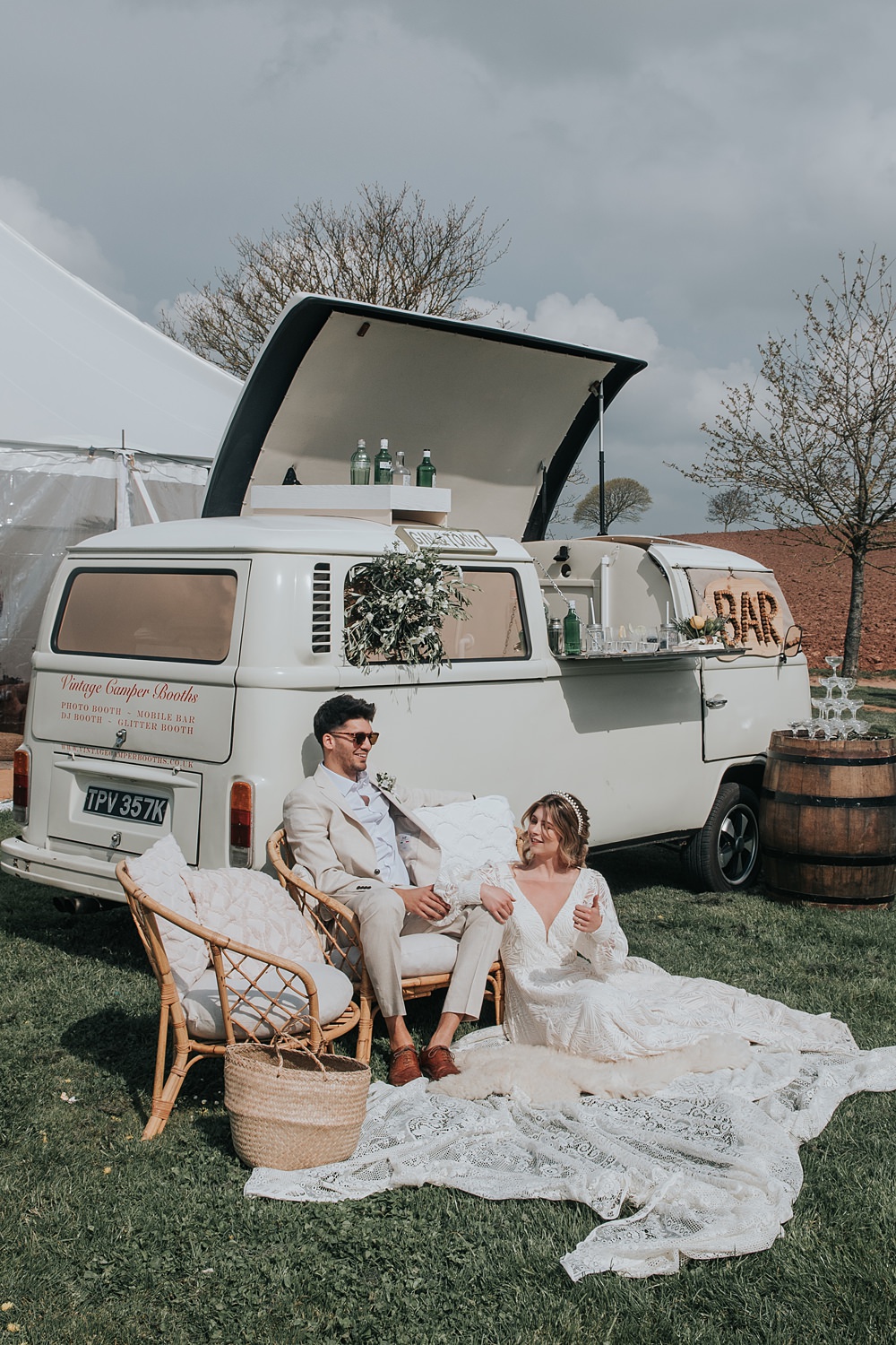 Campervan Transport Mismatched Pattern Wedding Ideas Melanie Barnfield Photography