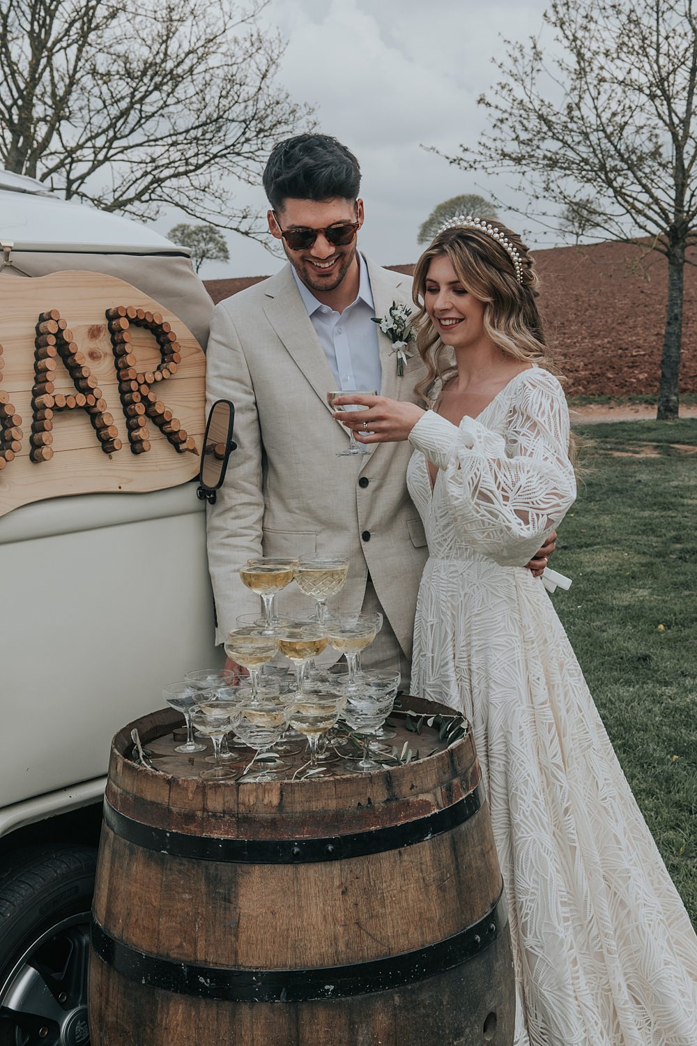 Champagne Tower Mismatched Pattern Wedding Ideas Melanie Barnfield Photography