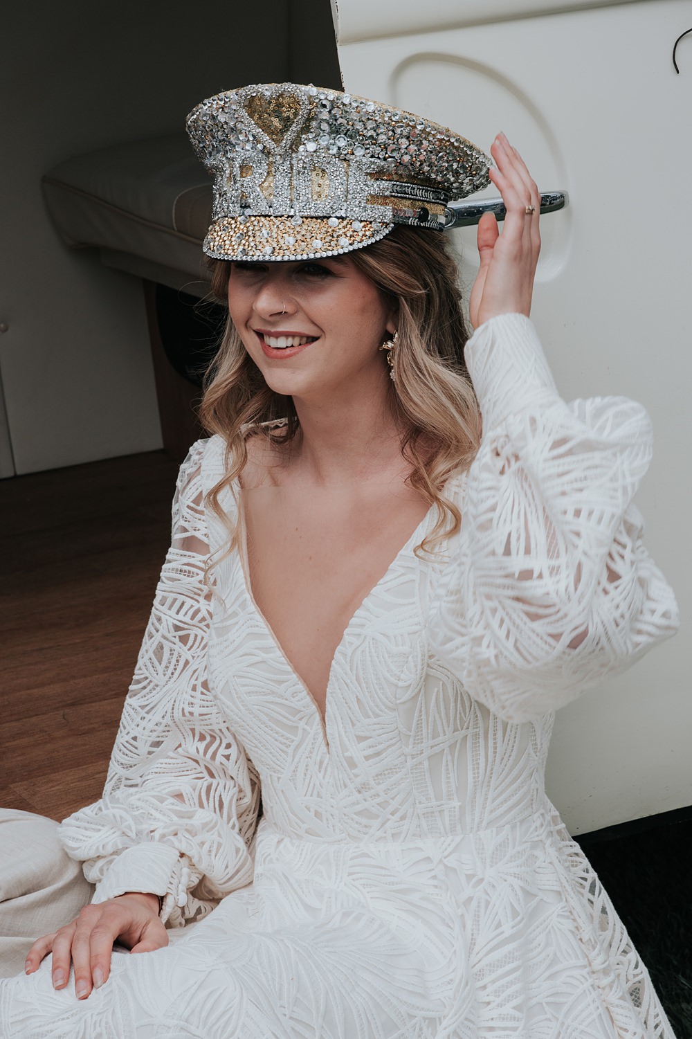 Bride Hat Mismatched Pattern Wedding Ideas Melanie Barnfield Photography