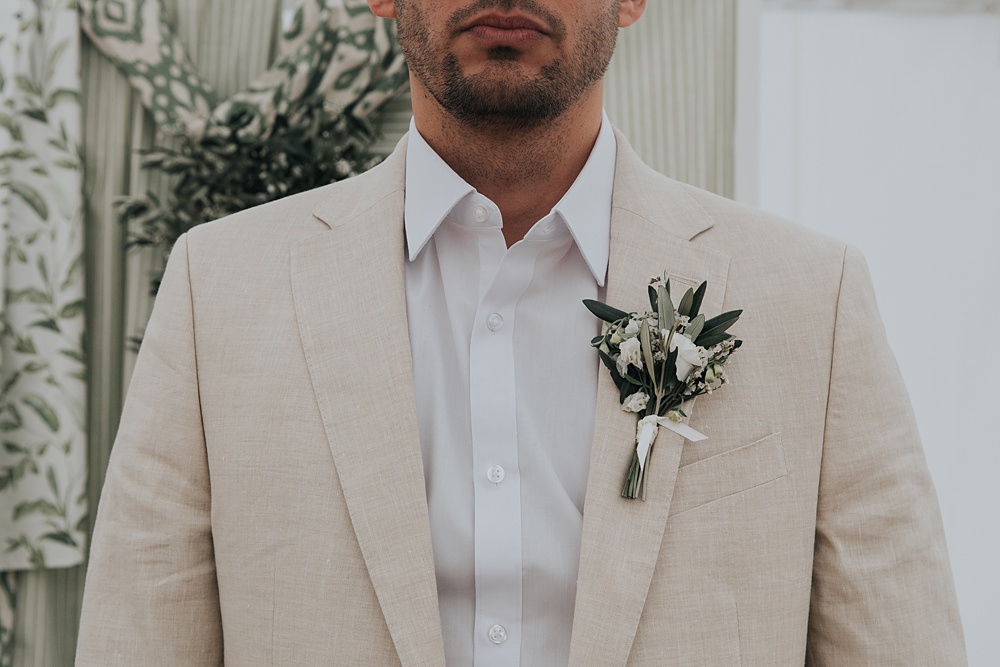 Groom Buttonhole Mismatched Pattern Wedding Ideas Melanie Barnfield Photography
