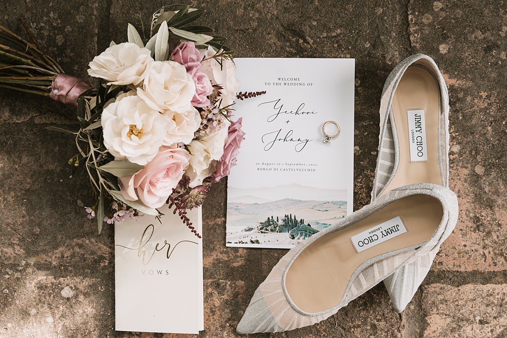 Borgo di Castelvecchio Wedding Punti di Bianco Invite Stationery Shoes