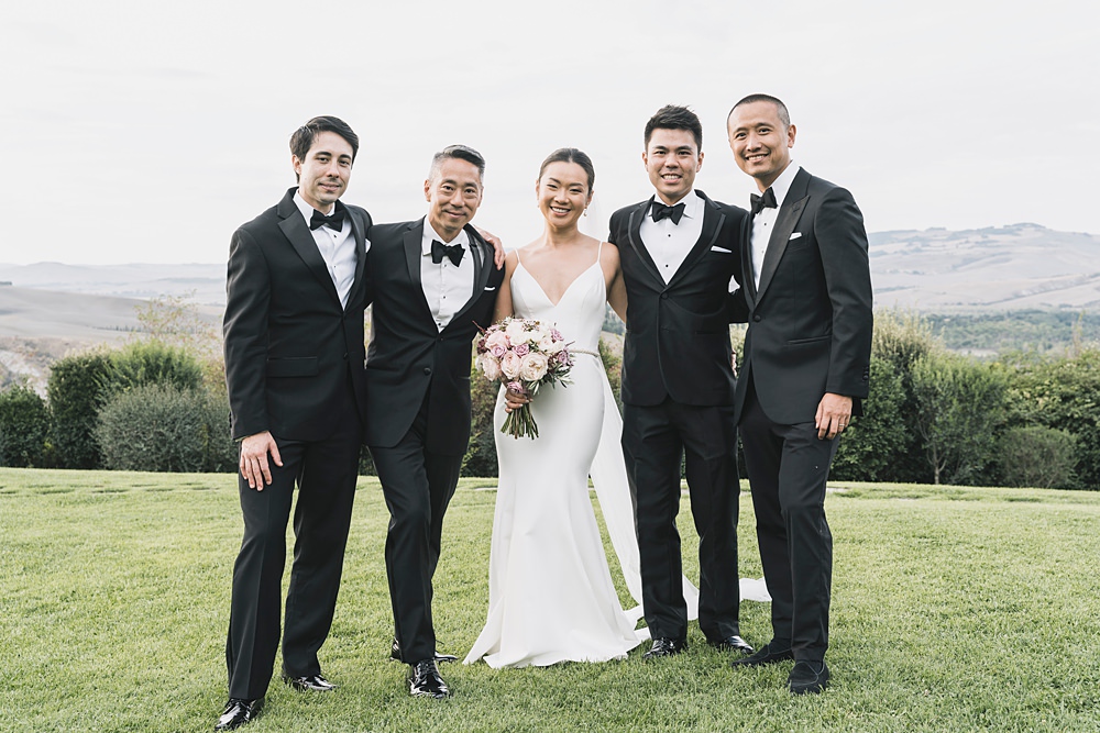 Groom Tux Suit Bow Tie Groomsmen Borgo di Castelvecchio Wedding Punti di Bianco