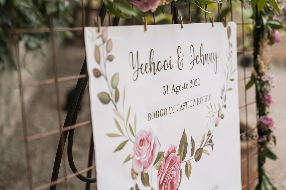 Floral Table Plan Borgo di Castelvecchio Wedding Punti di Bianco