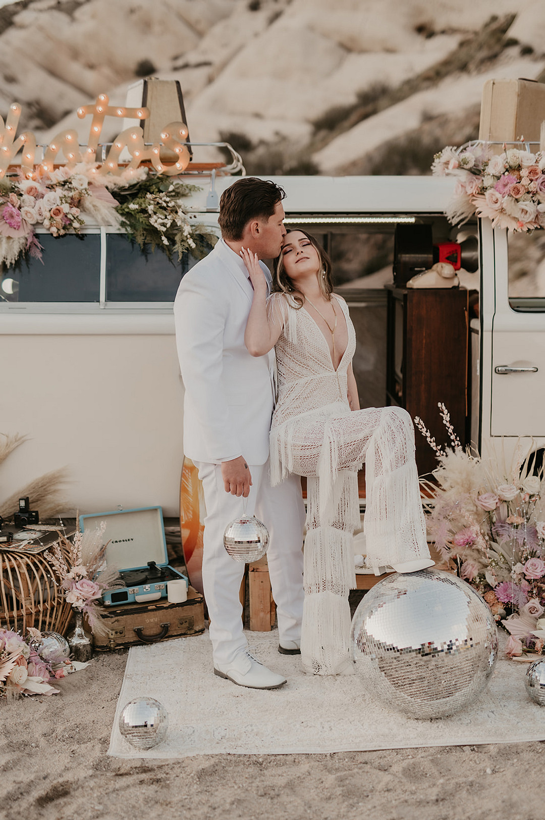 Jumpsuit Trousers Bride Rue De Seine Tassels Desert Disco Wedding J. Emmanuel Photography