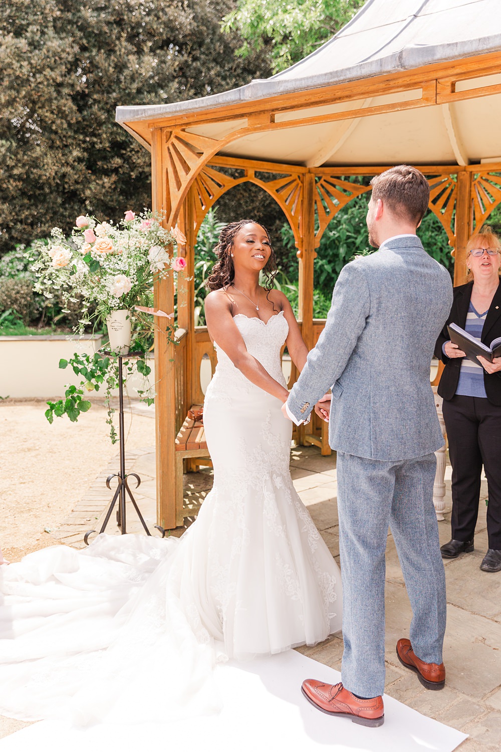 Wooden Gazebo Ceremony English South African Wedding James and Kerrie Photography