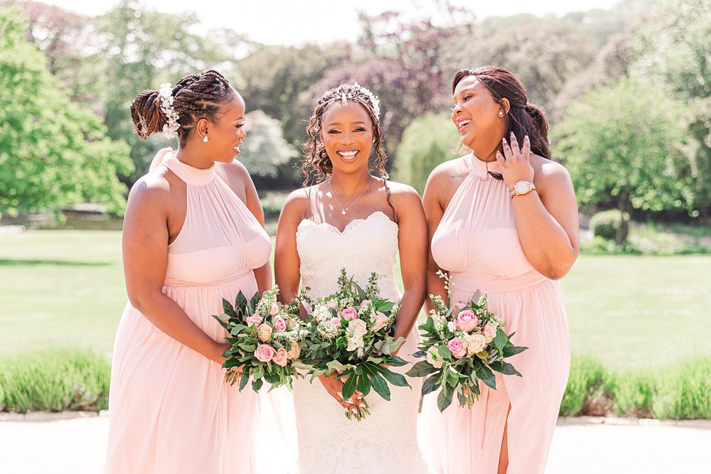 Pale Pink Halterneck Bridesmaid Dresses English South African Wedding James and Kerrie Photography