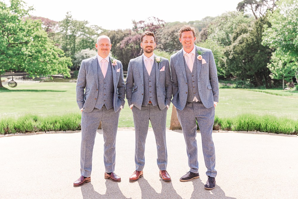 Grey Suits Pink Tie Groom Groomsmen English South African Wedding James and Kerrie Photography