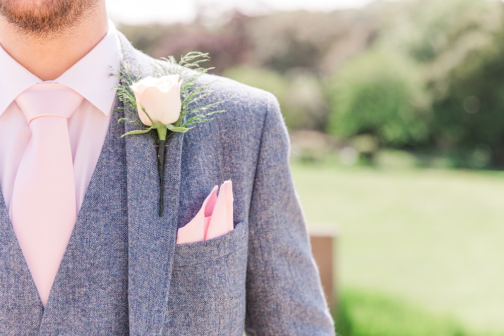 Grey Suits Pink Tie Groom Rose Buttonhole English South African Wedding James and Kerrie Photography