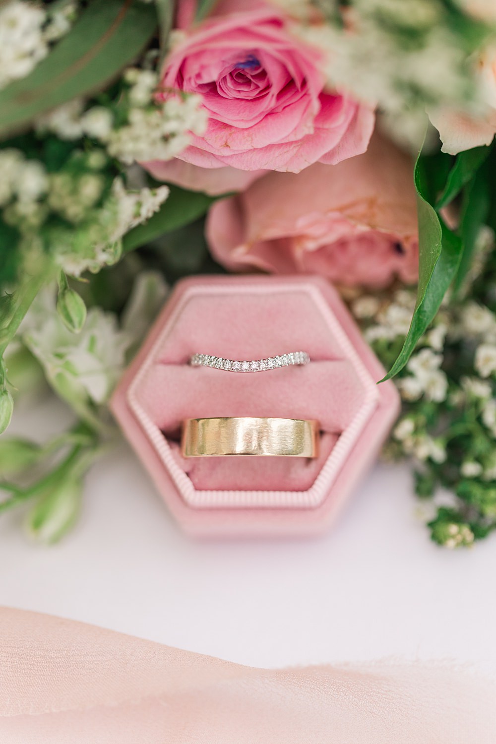 Velvet Pink Ring Box English South African Wedding James and Kerrie Photography