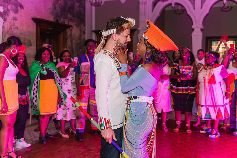 Zulu Bride Groom Outfit English South African Wedding James and Kerrie Photography