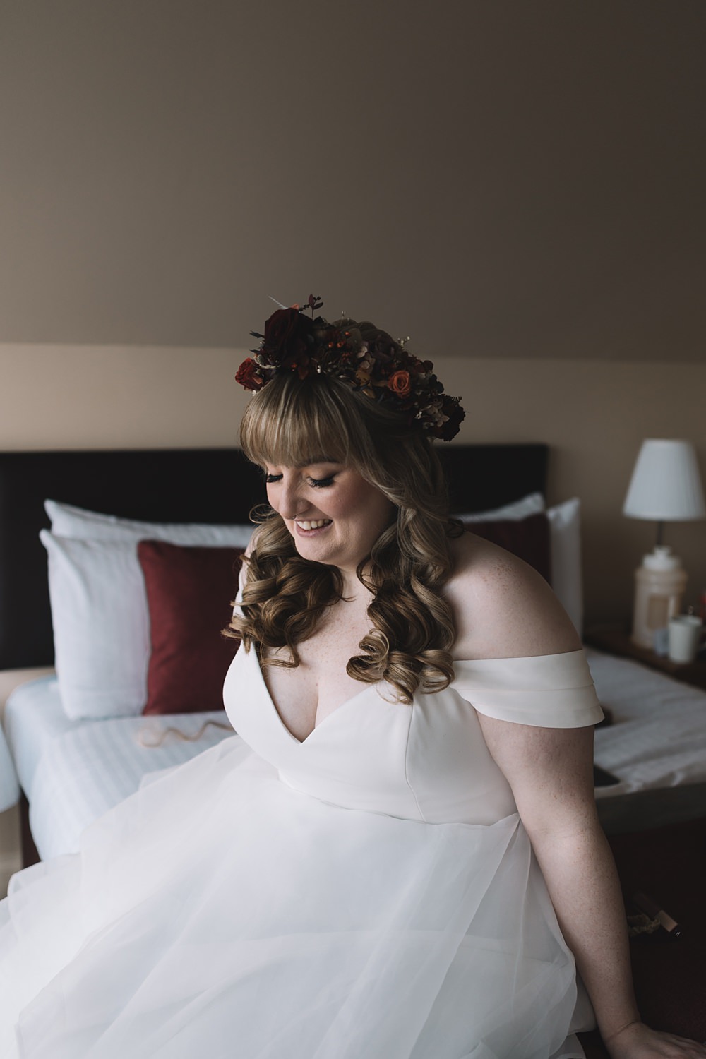 Justin Alexander Tulle Off Shoulder Sweetheart Bride Dress Glencoe Lochan Wedding Lauren Elliott Photography