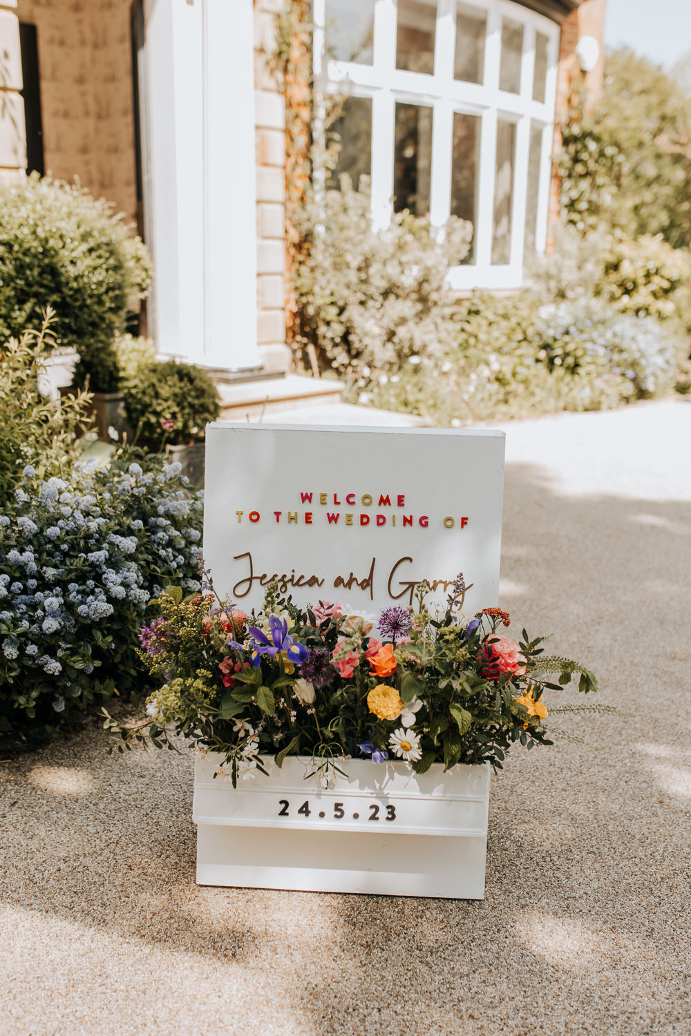 Lancashire Country House Wedding Wyldbee Welcome Sign Flowers Acrylic