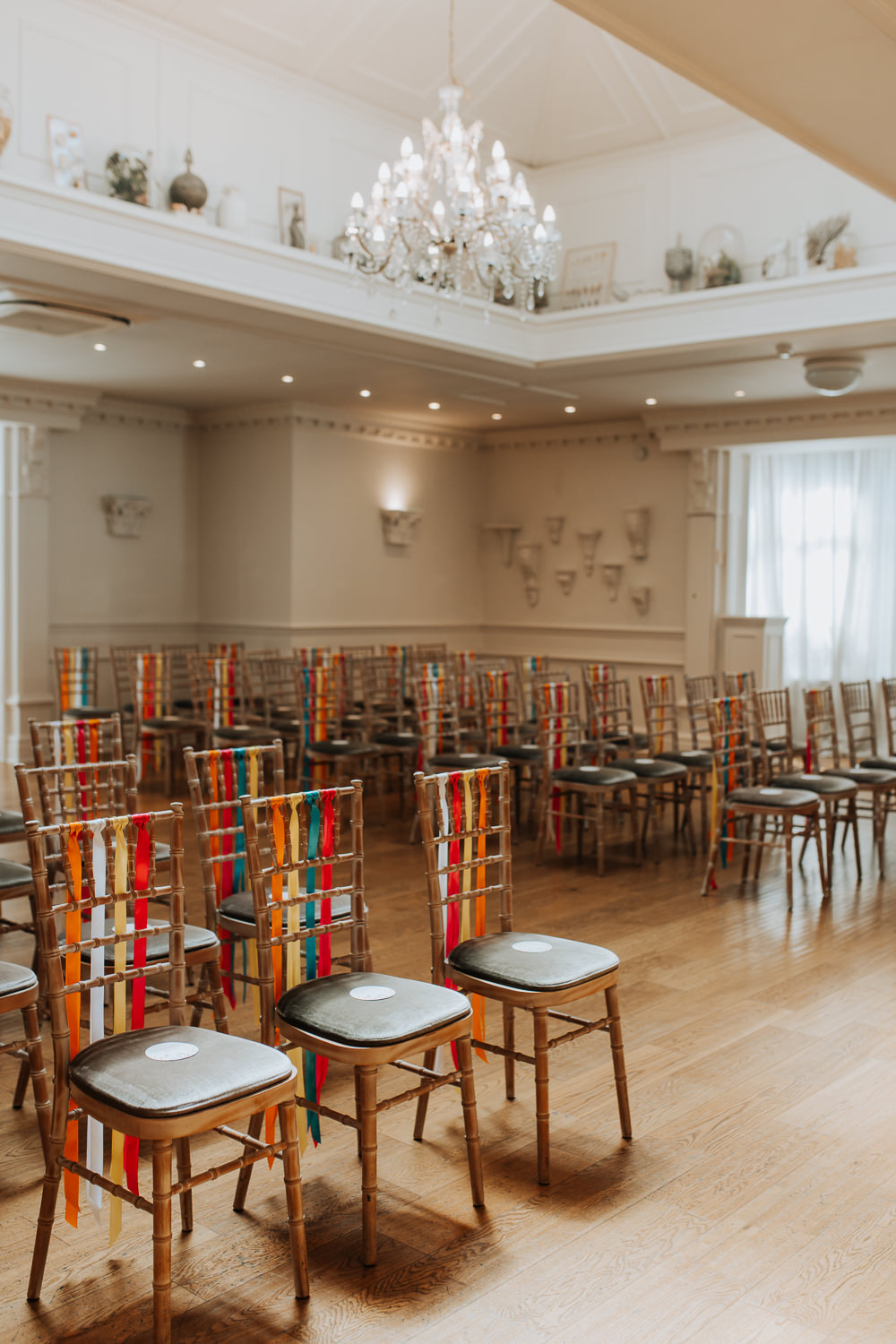 Rainbow Chair Ribbons Lancashire Country House Wedding Wyldbee