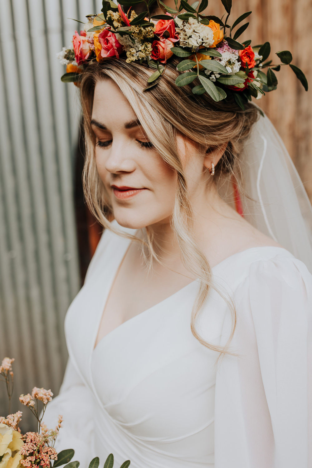 Bride Makeup Flower Crown Lancashire Country House Wedding Wyldbee